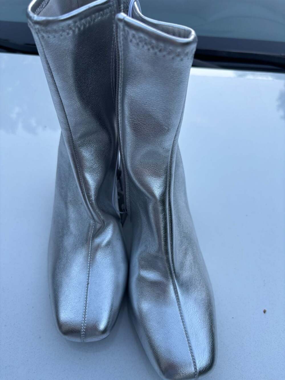 A New Day Women's Pippa Chunks Silver Ankle Boots Size 7